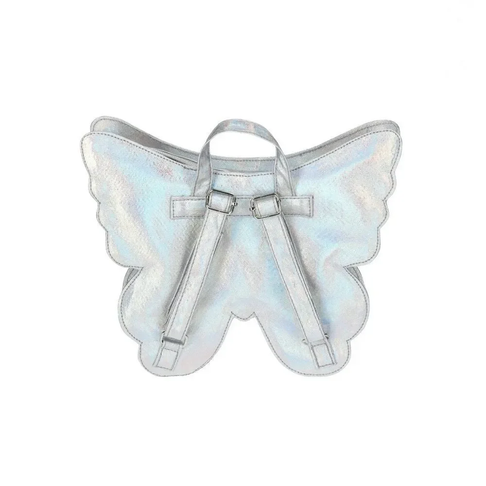 Justice Girls Butterfly Shaped Mini Backpack, Silver